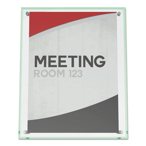 Image of deflecto® Superior Image Beveled Edge Sign Holder, Letter Insert, Clear/green-Tinted Edges