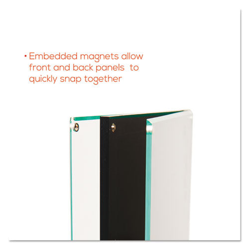 Image of deflecto® Double-Sided Magnetic Sign Display, 8.5 x 11 Insert, 56" Tall, Clear/Black
