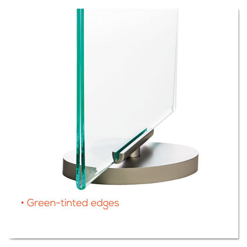 Image of deflecto® Superior Image Swivel Sign Holder w/Green Edge, 8.5 x 11 Insert, Silver Base