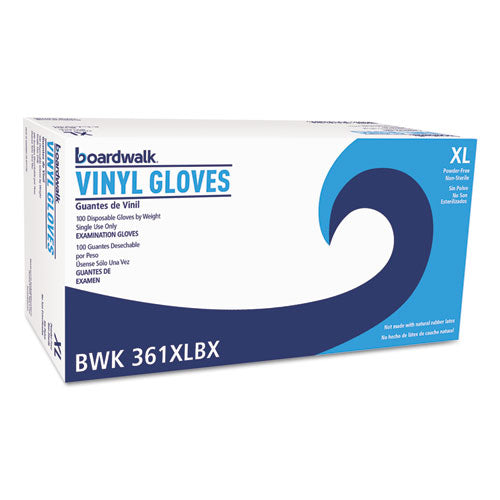 Image of Boardwalk® Exam Vinyl Gloves, Clear, X-Large, 3 3/5 Mil, 100/box, 10 Boxes/carton