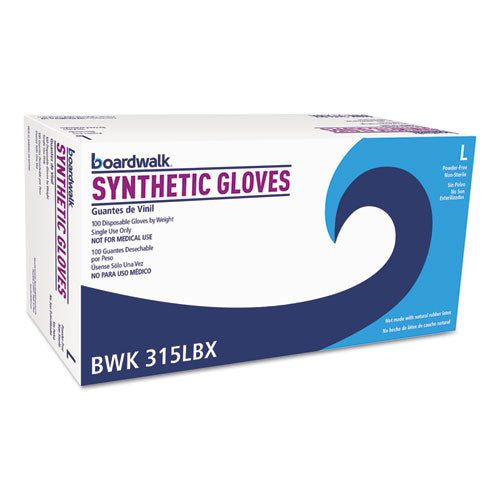 Image of Boardwalk® Powder-Free Synthetic Vinyl Gloves, Large, Cream, 4 mil, 1,000/Carton