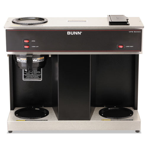 Image of BUNN® Pour-O-Matic Three-Burner Pour-Over Coffee Brewer, 12-Cup, Stainless Steel, Black