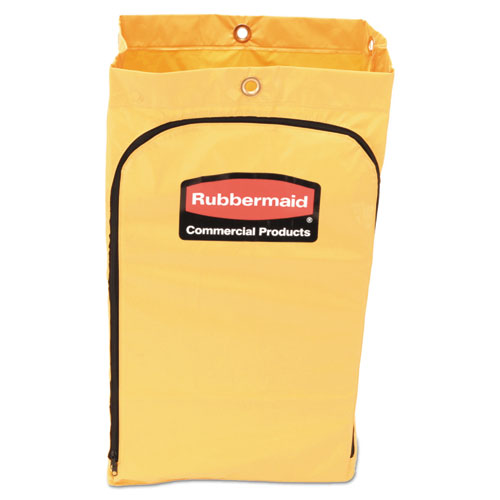 Image of Rubbermaid® Commercial Zippered Vinyl Cleaning Cart Bag for Rubbermaid Commercial 6173-88, 24 gal, 17.25" x 10.5" x 30.5", Yellow