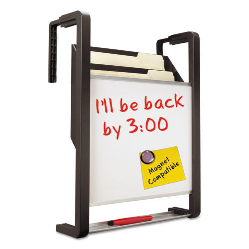 Image of Quartet® Hanging File Pocket with Dry Erase Board, 3 Sections, Letter Size, 15" x 4", x 20", Black