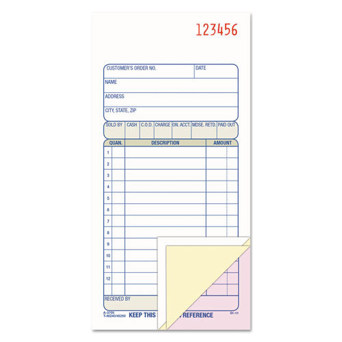 Image of Adams® Multipart Sales Order Pad, Three-Part Carbonless, 3.25 x 7.13, 50 Forms Total