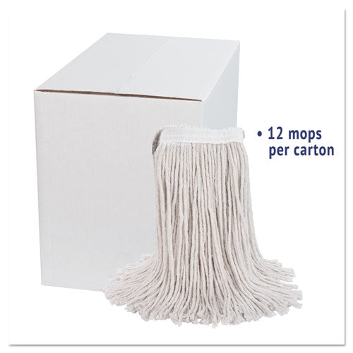 Image of Boardwalk® Premium Cut-End Wet Mop Heads, Cotton, 24oz, White, 12/carton