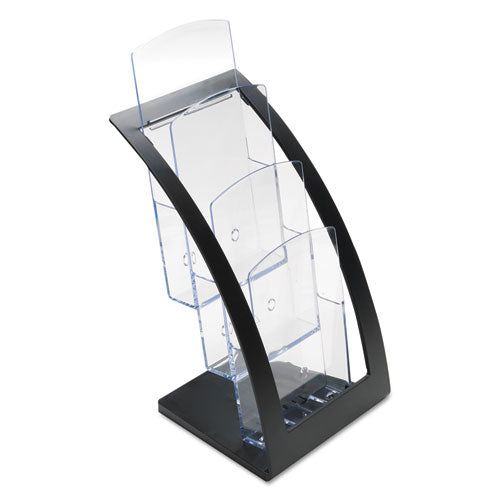 Image of deflecto® 3-Tier Literature Holder, Leaflet Size, 6.75w X 6.94d X 13.31h, Black