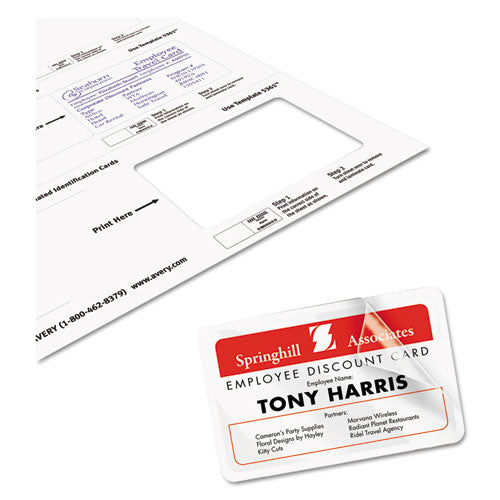 Image of Avery® Laminated Laser/inkjet Id Cards, 2 1/4 X 3 1/2, White, 30/box