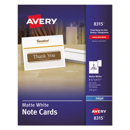 Image of Avery® Note Cards With Matching Envelopes, Inkjet, 85 Lb, 4.25 X 5.5, Matte White, 60 Cards, 2 Cards/sheet, 30 Sheets/pack