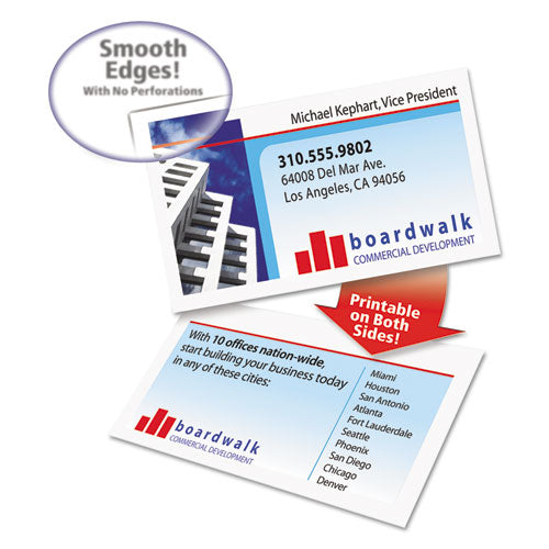 Image of Avery® Clean Edge Business Cards, Laser, 2 X 3.5, White, 200 Cards, 10 Cards/sheet, 20 Sheets/pack
