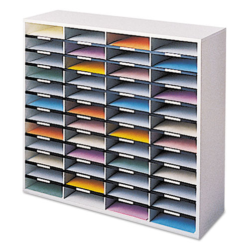 Image of Fellowes® Literature Organizer, 48 Letter Compartments, 38.25 x 11.88 x 34.69, Dove Gray