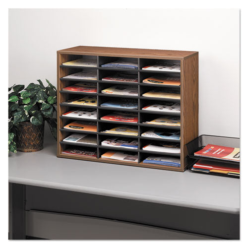 Image of Fellowes® Literature Organizer, 24 Letter Compartments, 29 x 11.88 x 23.44, Medium Oak