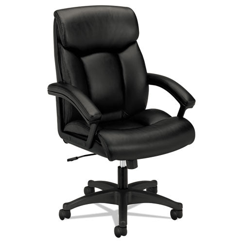 Image of HON® Hvl151 Executive High-Back Leather Chair, Supports Up To 250 Lb, 17.75" To 21.5" Seat Height, Black