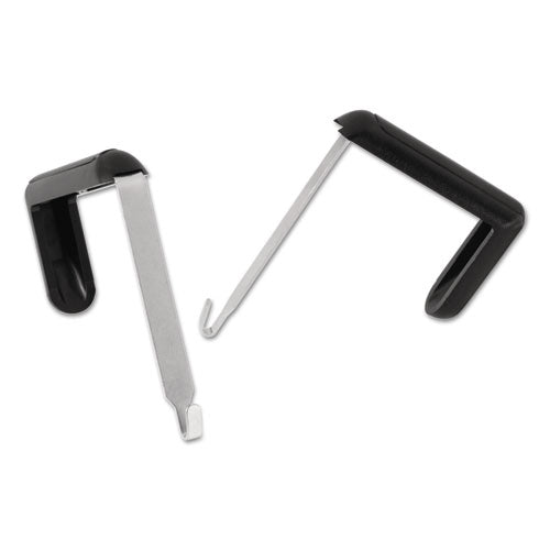 Image of Quartet® Adjustable Cubicle Hangers, For 1.5" to 3" Thick Partition Walls, Aluminum/Black, 2/Set