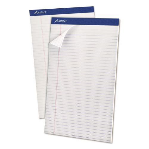 Image of Ampad® Perforated Writing Pads, Wide/legal Rule, 50 White 8.5 X 14 Sheets, Dozen