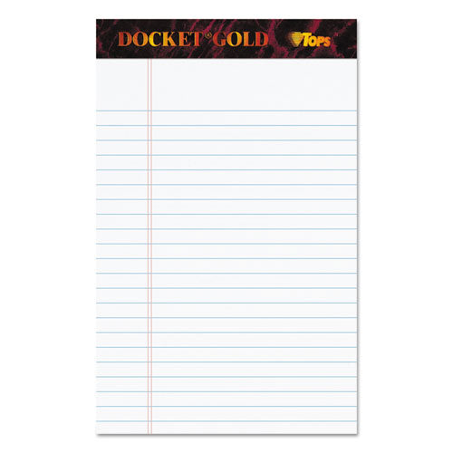 Image of TOPS Docket Gold Ruled Perforated Pads, Narrow Rule, 50 White 5 X 8 Sheets, 12/pack