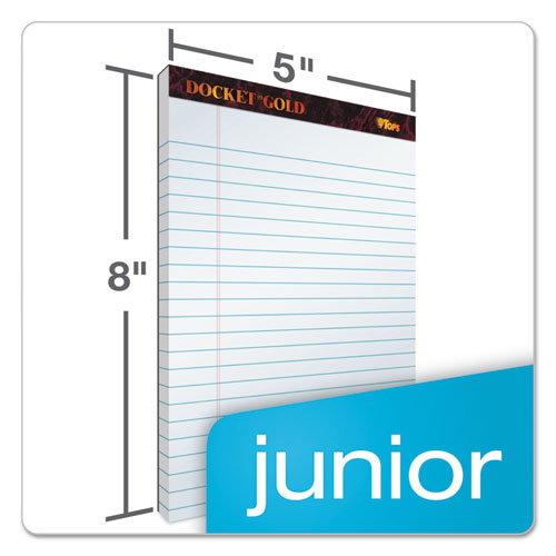 Image of TOPS Docket Gold Ruled Perforated Pads, Narrow Rule, 50 White 5 X 8 Sheets, 12/pack