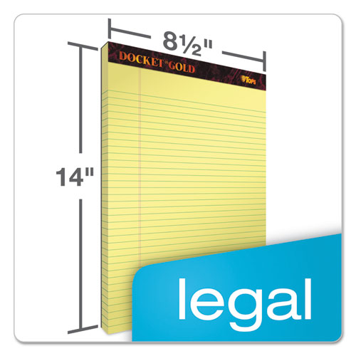 Image of TOPS Docket Gold Ruled Perforated Pads, Wide/legal Rule, 50 Canary-Yellow 8.5 X 14 Sheets, 12/pack