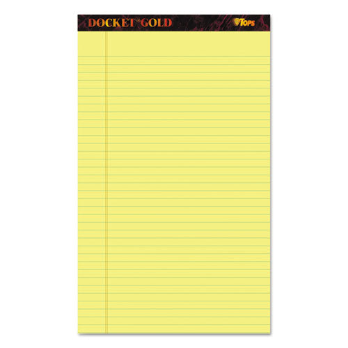 Image of TOPS Docket Gold Ruled Perforated Pads, Wide/legal Rule, 50 Canary-Yellow 8.5 X 14 Sheets, 12/pack