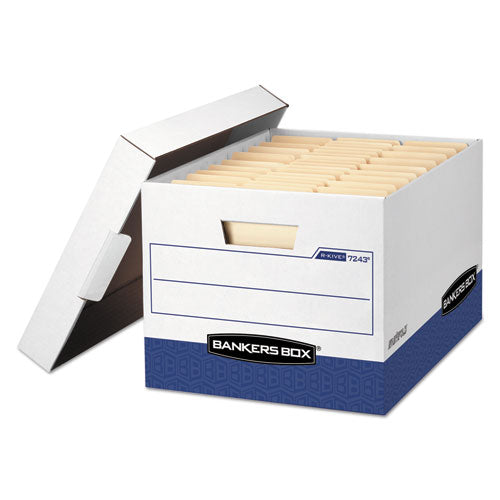 Image of Bankers Box® R-Kive Heavy-Duty Storage Boxes, Letter/legal Files, 12.75" X 16.5" X 10.38", White/blue, 12/carton