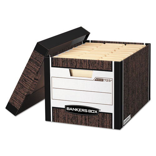 Image of Bankers Box® R-Kive Heavy-Duty Storage Boxes, Letter/legal Files, 12.75" X 16.5" X 10.38", Woodgrain, 4/carton