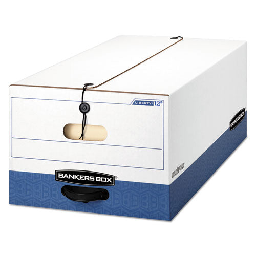 Image of Bankers Box® Liberty Heavy-Duty Strength Storage Boxes, Legal Files, 15.25" X 24.13" X 10.75", White/blue, 4/carton