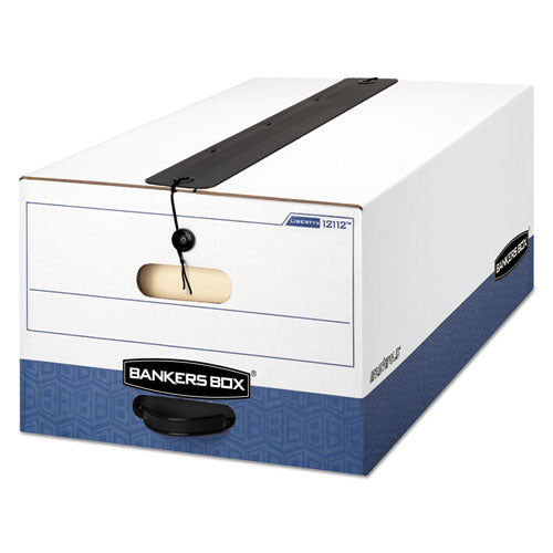 Image of Bankers Box® Liberty Plus Heavy-Duty Strength Storage Boxes, Legal Files, 15.25" X 24.13" X 10.75", White/blue, 12/carton