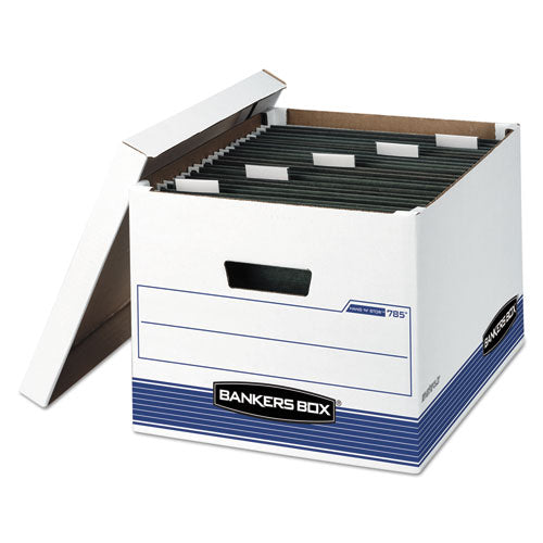 Image of Bankers Box® Hang'n'stor Medium-Duty Storage Boxes, Letter/legal Files, 13" X 16" X 10.5", White/blue, 4/carton