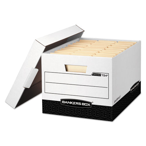 Image of Bankers Box® R-Kive Heavy-Duty Storage Boxes, Letter/legal Files, 12.75" X 16.5" X 10.38", White/black, 12/carton