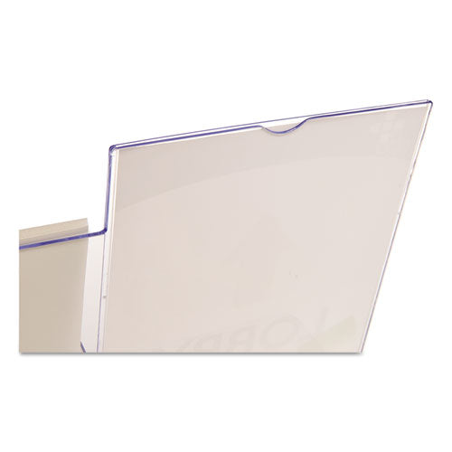 Image of deflecto® Superior Image Slanted Sign Holder With Side Pocket, 13.5w X 4.25d X 10.88h, Clear