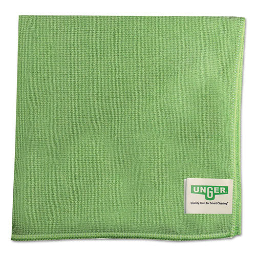 Image of Unger® SmartColor MicroWipes, Microfiber, 16 x 15, Green, 10/Pack