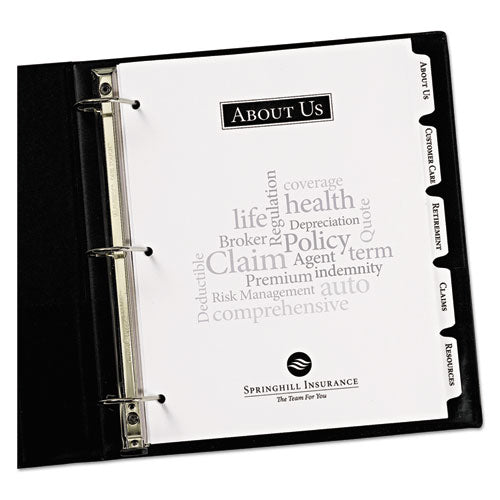 Image of Avery® Customizable Print-On Dividers, 3-Hole Punched, 5-Tab, 11 x 8.5, White, 1 Set
