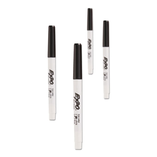 Image of EXPO® Low-Odor Dry-Erase Marker, Extra-Fine Bullet Tip, Black, 4/Pack