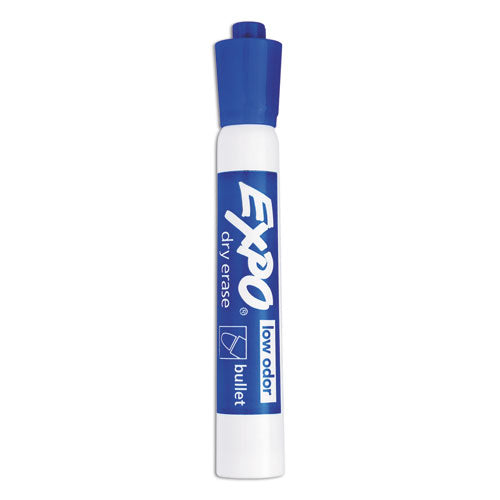 Image of EXPO® Low-Odor Dry-Erase Marker, Medium Bullet Tip, Blue, Dozen