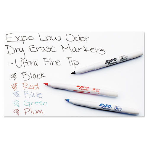 Image of EXPO® Low-Odor Dry-Erase Marker, Extra-Fine Bullet Tip, Black, 4/Pack