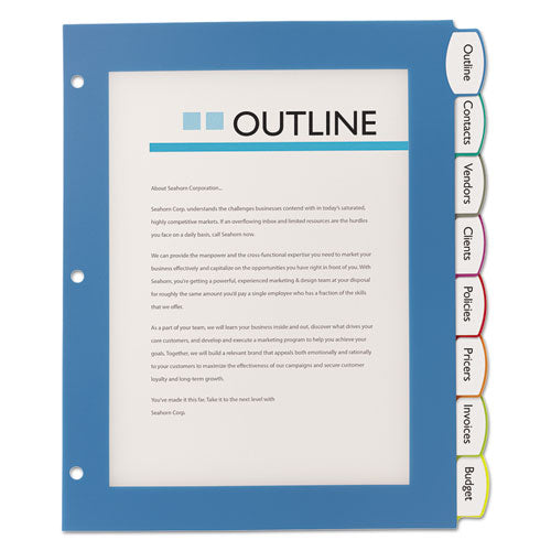 Image of Avery® Big Tab Ultralast Plastic Dividers, 8-Tab, 11 X 8.5, Assorted, 1 Set