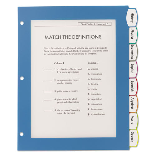 Image of Avery® Big Tab Ultralast Plastic Dividers, 8-Tab, 11 X 8.5, Assorted, 1 Set