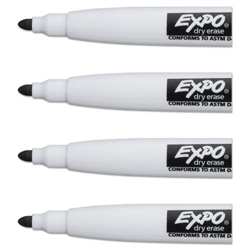 Image of EXPO® Magnetic Dry Erase Marker, Fine Bullet Tip, Black, 4/pack