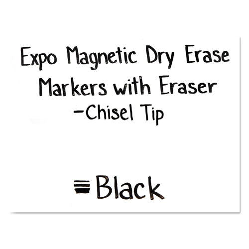 Image of EXPO® Magnetic Dry Erase Marker, Broad Chisel Tip, Black, 4/pack