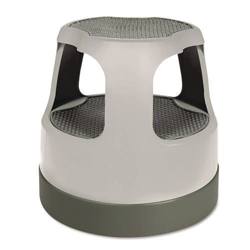 Image of Cramer® Scooter Stool, Round, 2-Step, Step and Lock Wheels, 300 lb Capacity, 15" Working Height, Gray