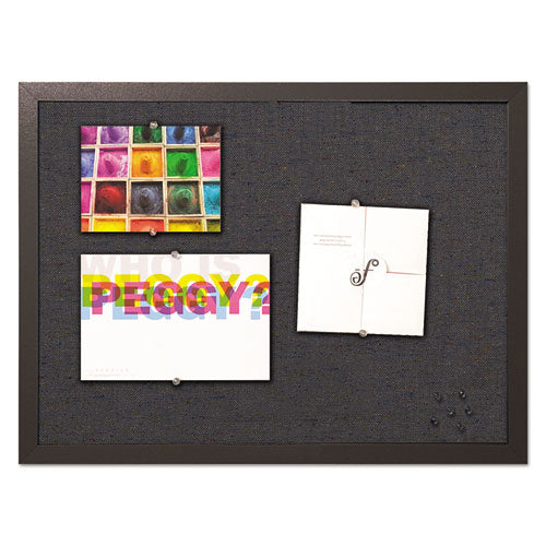 Image of MasterVision® Designer Fabric Bulletin Board, 24" x 18", Black Surface, Black Fiberboard (MDF) Frame