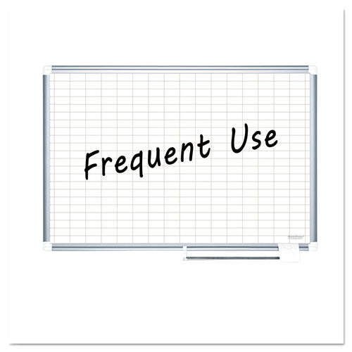 Image of MasterVision® Gridded Magnetic Steel Dry Erase Project Planning Board, 1" x 2" Cells, 36" x 24", White Surface, Satin Aluminum Frame