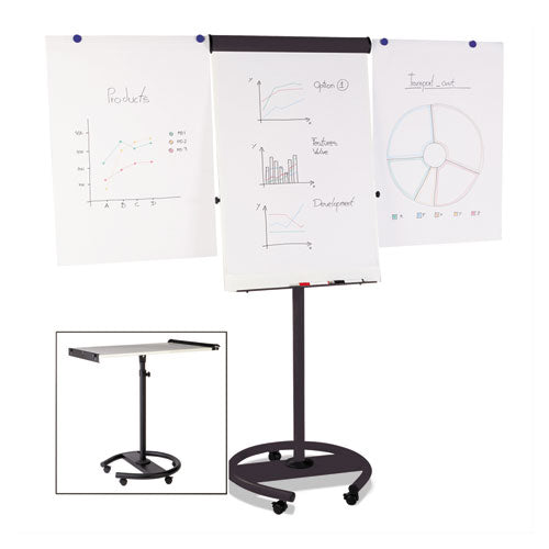 Image of MasterVision® 360 Multi-Use Mobile Magnetic Dry Erase Easel, 27" x 41", White Surface, Black Steel Frame