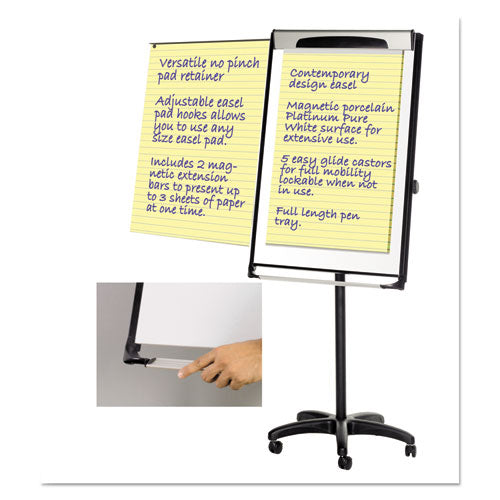Image of MasterVision® Platinum Mobile Easel, 29" x 41", White Surface, Black Plastic Frame