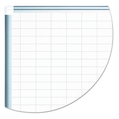 Image of MasterVision® Gridded Magnetic Steel Dry Erase Project Planning Board, 1" x 2" Cells, 48" x 36", White Surface, Satin Aluminum Frame