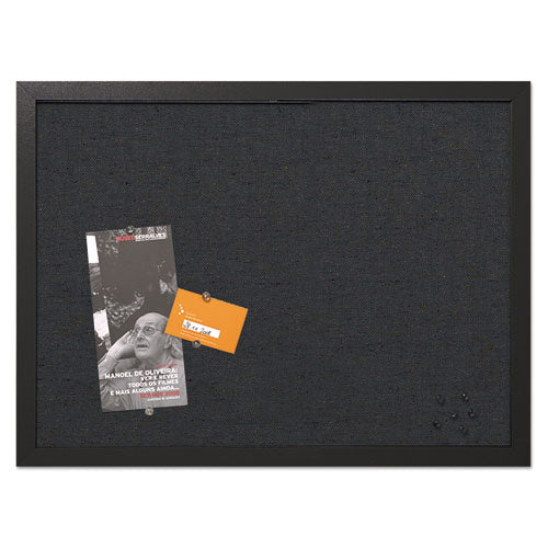 Image of MasterVision® Designer Fabric Bulletin Board, 24" x 18", Black Surface, Black Fiberboard (MDF) Frame