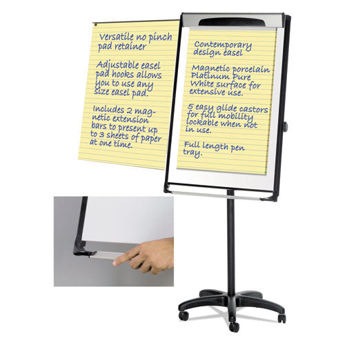 Image of MasterVision® Platinum Mobile Easel, 29" x 41", White Surface, Black Plastic Frame