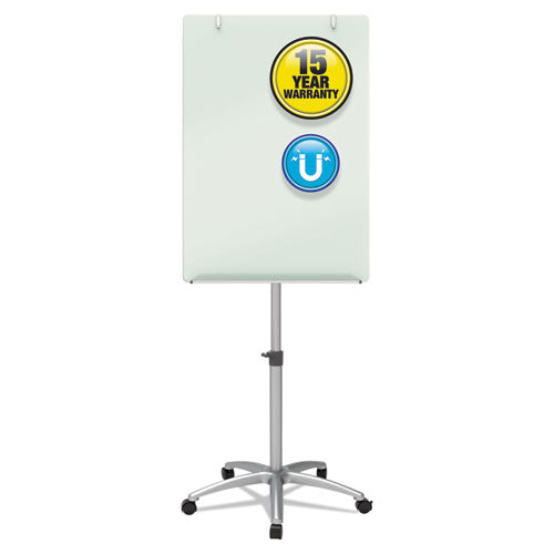 Image of Quartet® Infinity Glass Mobile Presentation Easel, 36" x 24", White Surface, Black/Gray Metal/Plastic Frame