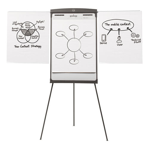 Image of Quartet® Magnetic Dry Erase Easel, 27" x 35", Graphite Surface, Graphite Gray Plastic Frame