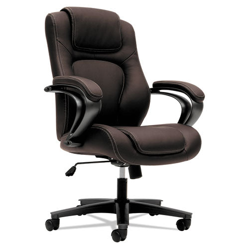 Image of HON® Hvl402 Series Executive High-Back Chair, Supports Up To 250 Lb, 17" To 21" Seat Height, Brown Seat/back, Black Base